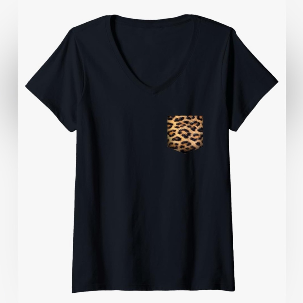 Cheetah Pocket V-Neck Tee